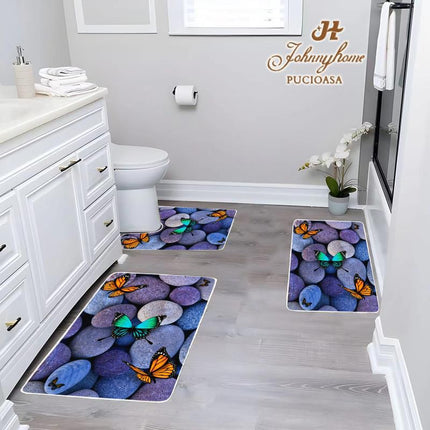 Set de 3 covoare pentru Baie, Stone&Butterflies